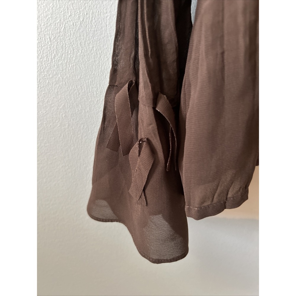 Sheer BrownNotations Long Bells Sleeves Lace Ruffled Vintage Medium Beaded - Picture 5 of 5